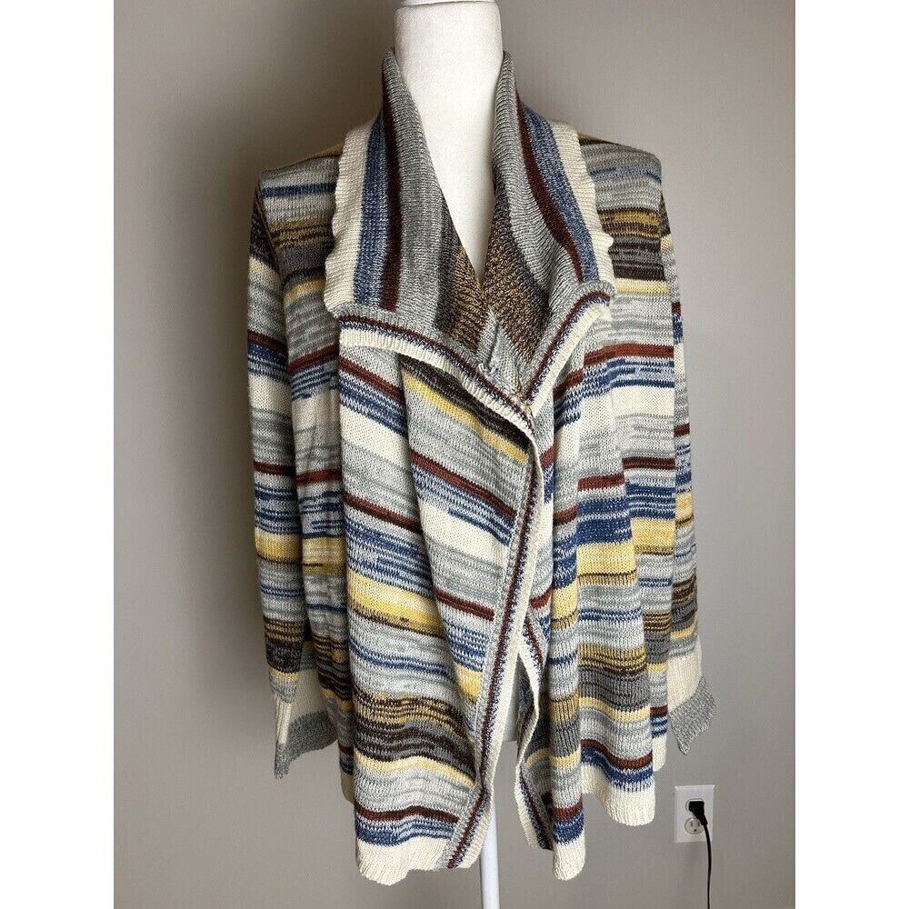 AVENUE Waterfall Open Front Cardigan Multicolor Striped 14/16